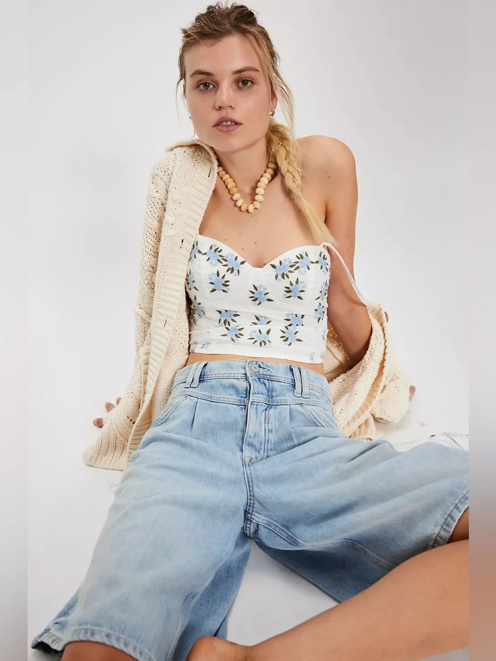 NWT! FP Free People Wild Flowers Embroidered Bustier Sz Small